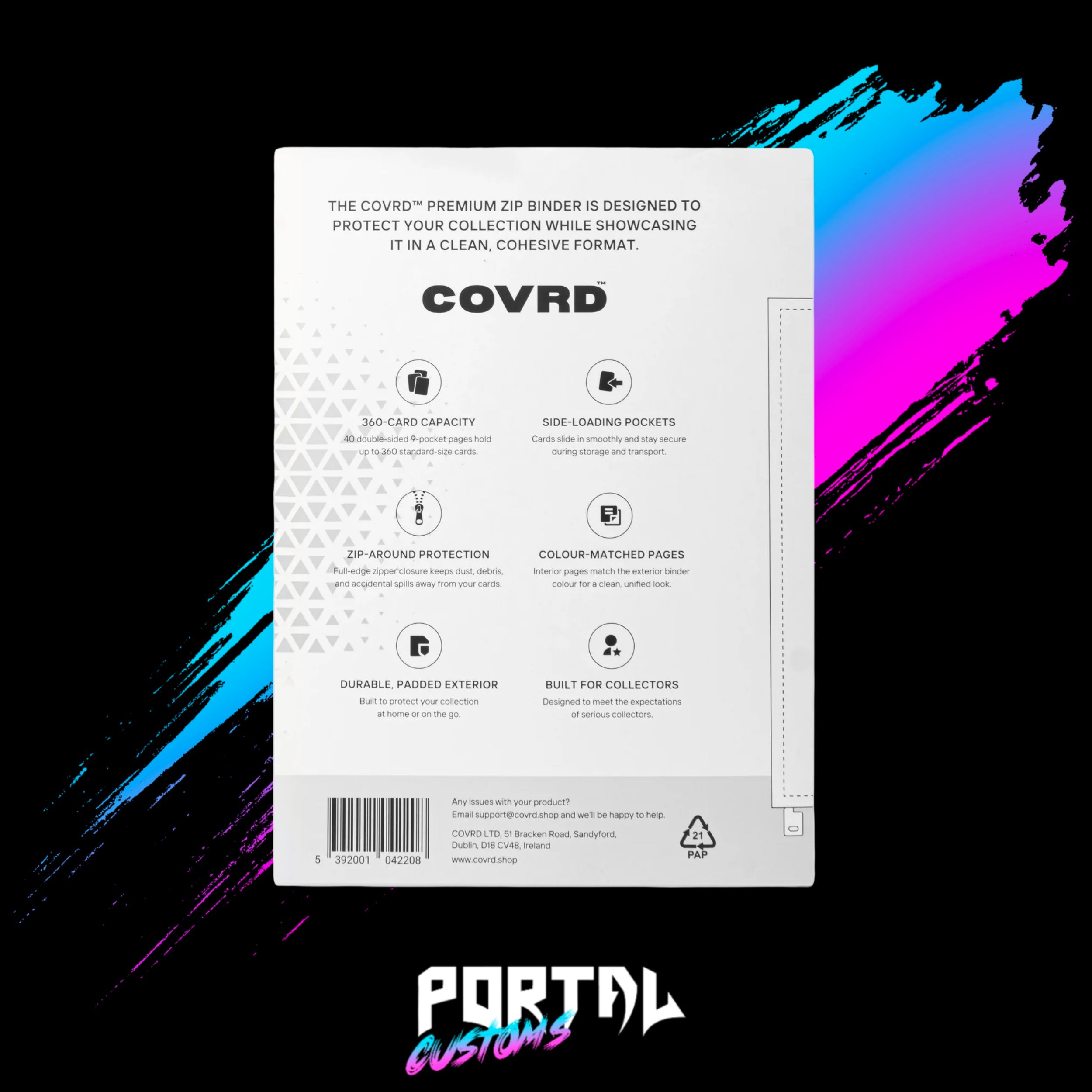 White Premium 9 Pocket Zip Binder - COVRD