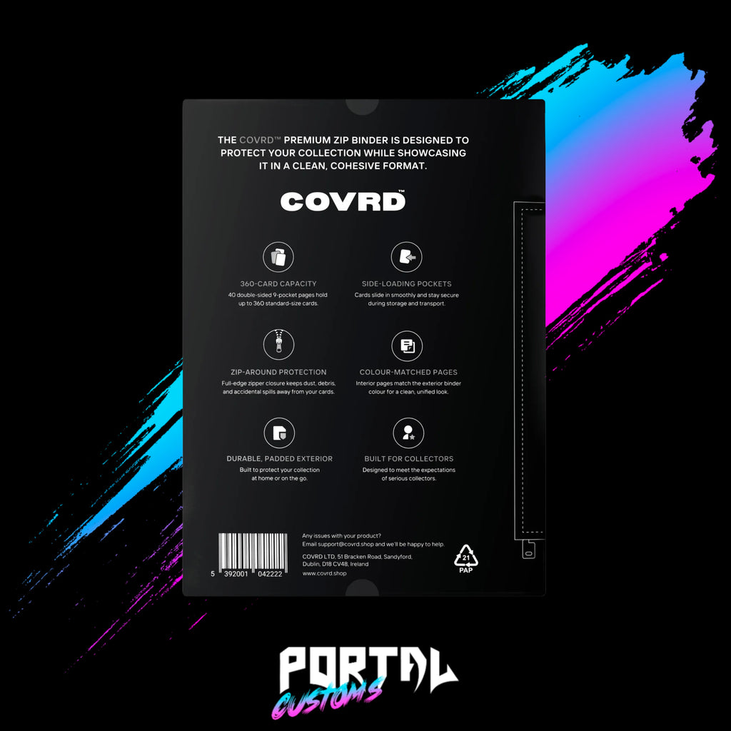 Black Premium 9 Pocket Zip Binder - COVRD