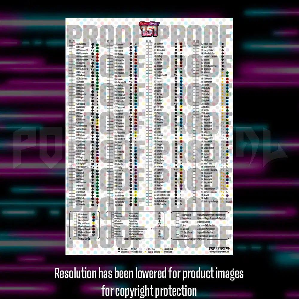 Pokemon - 151 - Master Set Checklist - Vinyl Sticker Kit - A4 image 2