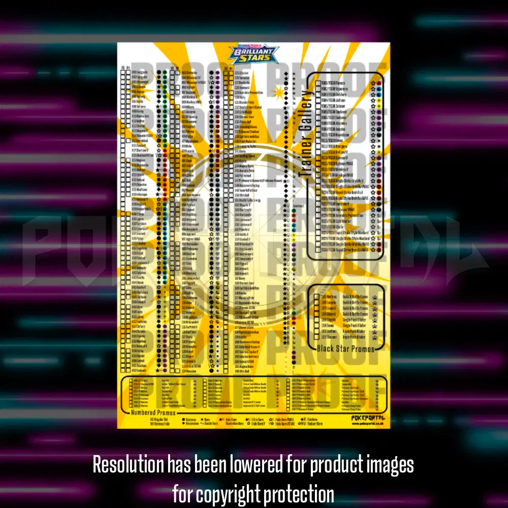 Pokemon - Brilliant Stars - Master Set Checklist - Vinyl Sticker Kit - A4 image 2