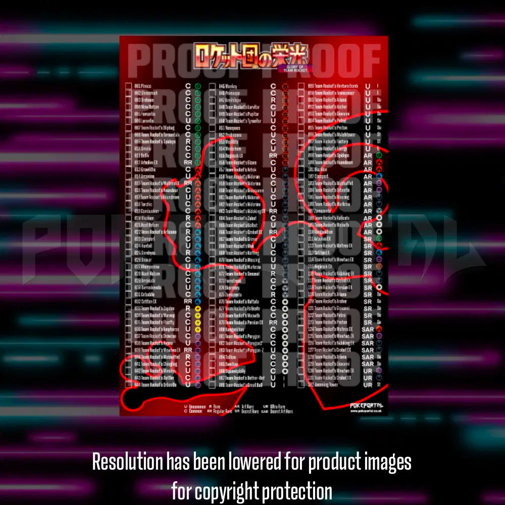 Pokemon - Glory of Team Rocket - Master Set Checklist - Vinyl Sticker Kit - A4 image 2