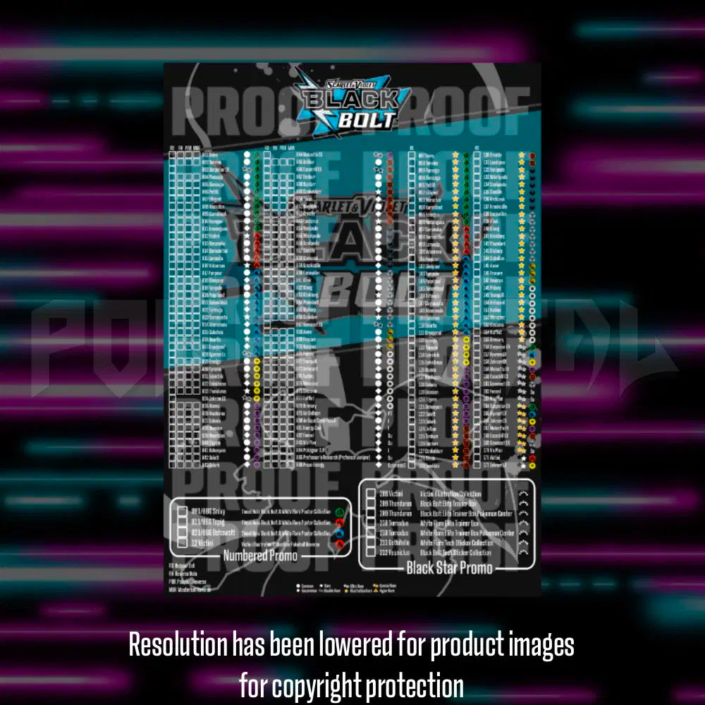 Pokemon - Black Bolt - Master Set Checklist - Vinyl Sticker Kit - A4 image 2