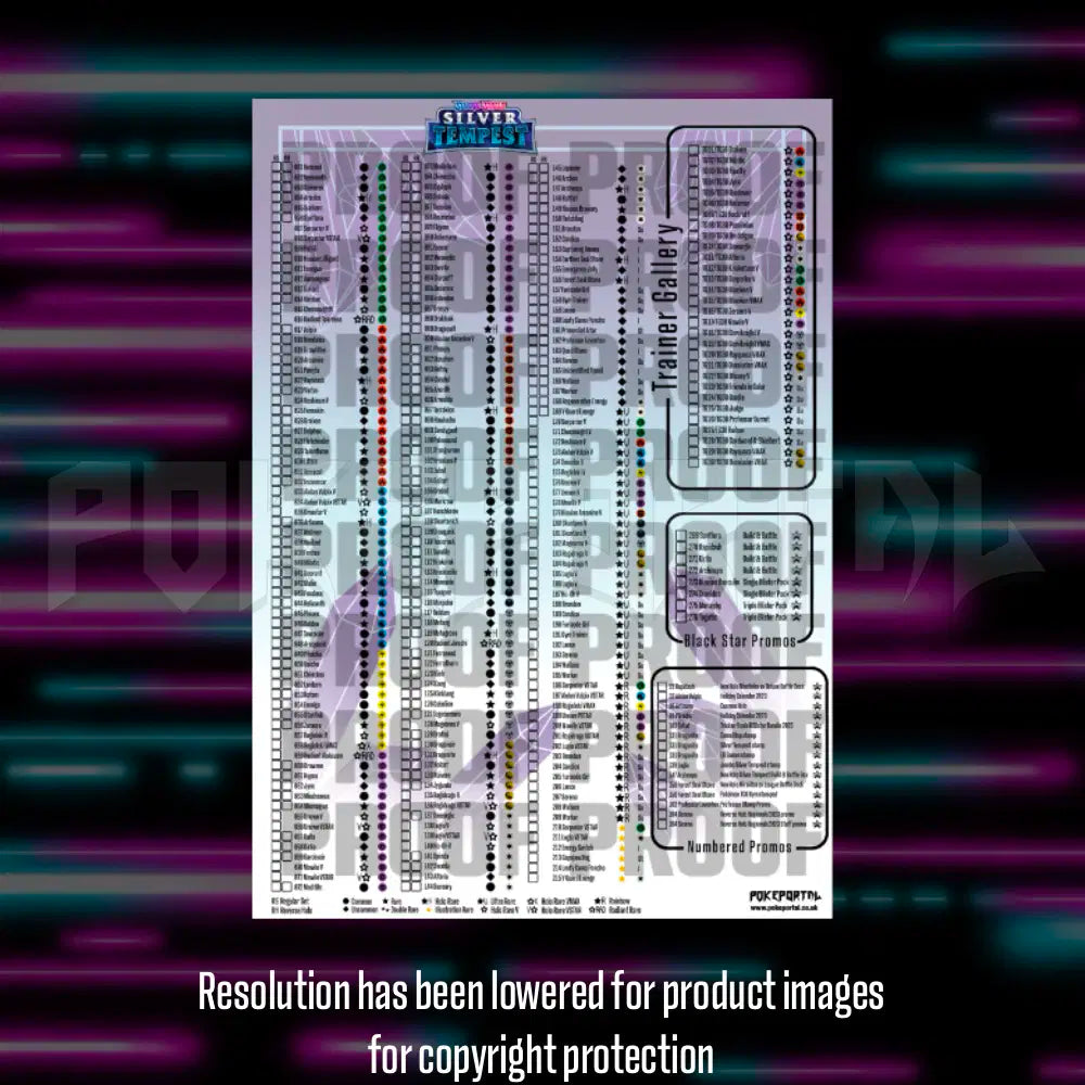 Pokemon - Silver Tempest - Master Set Checklist - Vinyl Sticker Kit - A4 image 2