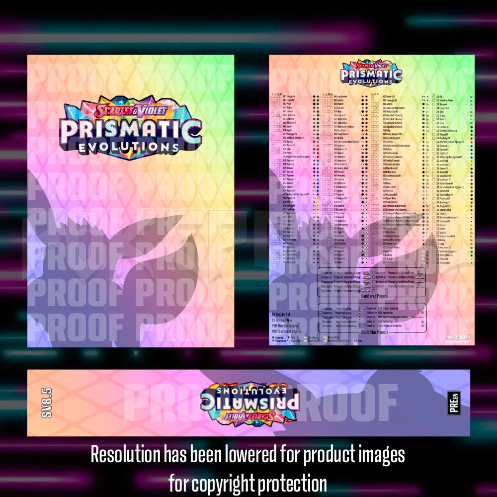 Pokemon - Prismatic Evolutions - Master Set Checklist - Vinyl Sticker Kit - A4 image 0