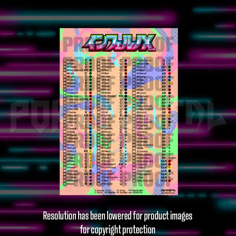 Pokemon - Inferno X - Japanese Master Set Checklist - Vinyl Sticker Kit image 2